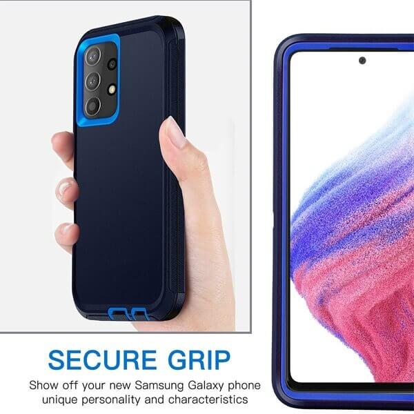 Samsung Galaxy A53 5G Case Drop Resistant Defender Tradies Heavy Duty Rugged Shockproof Tough Cover (Navy Blue)
