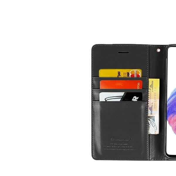 Samsung Galaxy A53 5G Hanman Leather Wallet Case Flip Card Holder Slots Magnetic Shockproof Cover (Black)