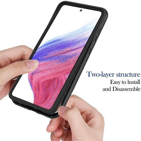 Samsung Galaxy A53 5G Military Grade Full Body Shockproof Clear Heavy Duty Case Bumper Drop Protection Tough Cover (Black)