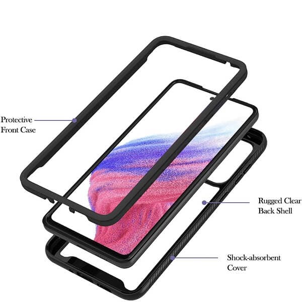 Samsung Galaxy A53 5G Military Grade Full Body Shockproof Clear Heavy Duty Case Bumper Drop Protection Tough Cover (Black)