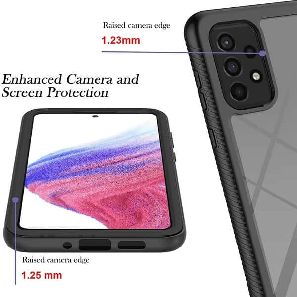 Samsung Galaxy A53 5G Military Grade Full Body Shockproof Clear Heavy Duty Case Bumper Drop Protection Tough Cover (Black)