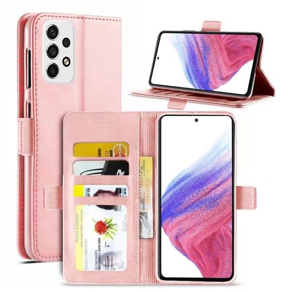 Samsung Galaxy A53 5G SupRShield Wallet Leather Card Holder Flip Protective Shockproof Magnetic Case Cover (Rose Gold)