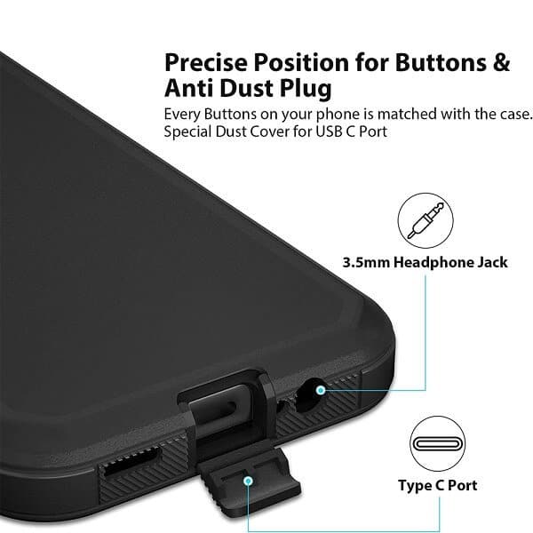 Samsung Galaxy A54 5G Case Drop Resistant Defender Tradies Heavy Duty Rugged Shockproof Tough Cover (Black)