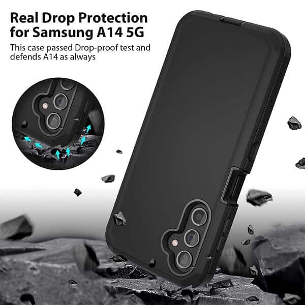 Samsung Galaxy A54 5G Case Drop Resistant Defender Tradies Heavy Duty Rugged Shockproof Tough Cover (Black)