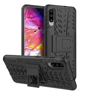 Samsung Galaxy A70 Shockproof Case Tough Heavy Duty Rugged Cover (Black)