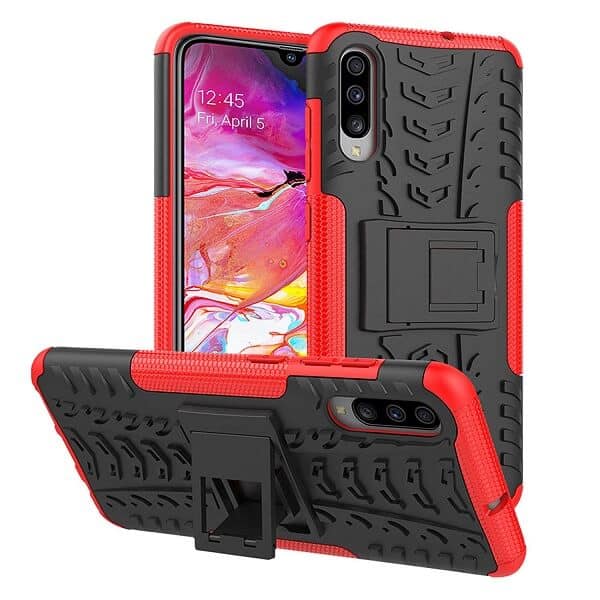 Samsung Galaxy A70 Heavy Duty Case Shockproof Rugged Protective Cover (Red)