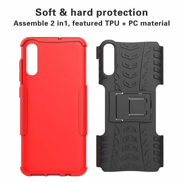 Samsung Galaxy A70 Heavy Duty Case Shockproof Rugged Protective Cover (Red)