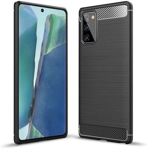 Samsung Galaxy Note 20 Shockproof Heavy Duty Rugged Matte Carbon Fiber Case Cover (Black)