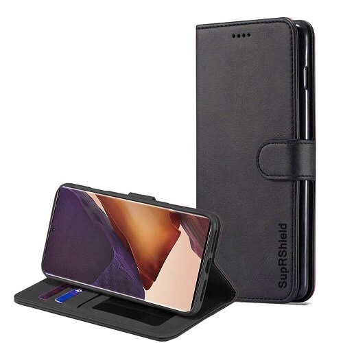 Samsung Galaxy Note 20 Ultra Wallet Case Flip Leather Card Slots Cover (Black)