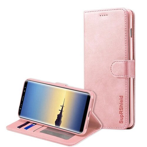Samsung Galaxy Note 8 SupRShield Wallet Leather Flip Magnetic Case Cover (Rose Gold)