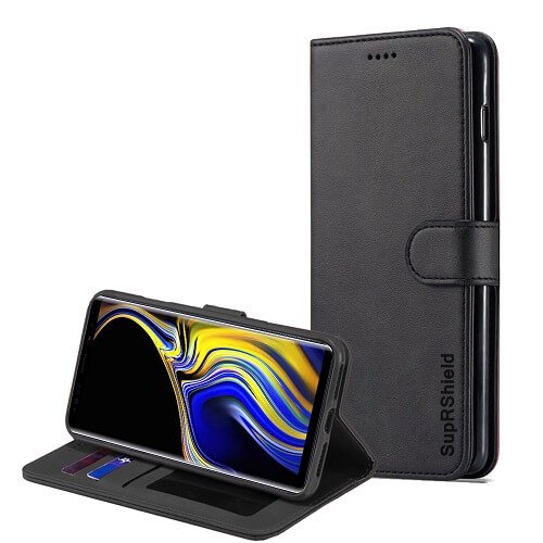 Samsung Galaxy Note 9 SupRShield Wallet Leather Flip Magnetic Case Cover (Black)
