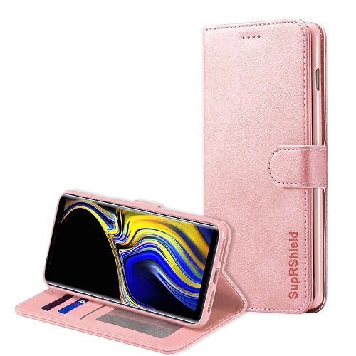 Samsung Galaxy Note 9 SupRShield Wallet Leather Flip Magnetic Case Cover (Rose Gold)