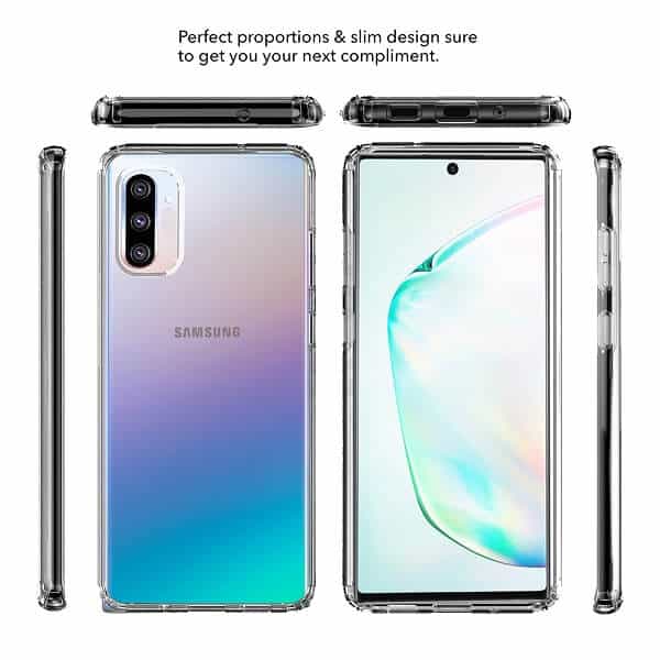 Samsung Galaxy Note10 Clear Case Slim With 4 Corners [Shock Absorption] Hard Back Soft Bumper Cover
