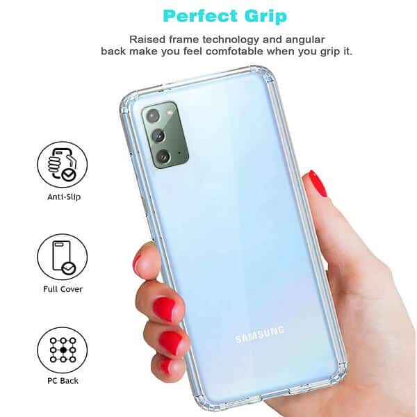 Samsung Galaxy Note20 Clear Case Slim With 4 Corners [Shock Absorption] Hard Back Soft Bumper Cover