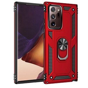 Samsung Galaxy Note20 Ultra Shockproof Magnetic Car Mount Ring Case Cover ( Red )