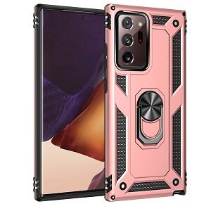 Samsung Galaxy Note20 Ultra Shockproof Magnetic Car Mount Ring Case Cover ( Rose Gold )