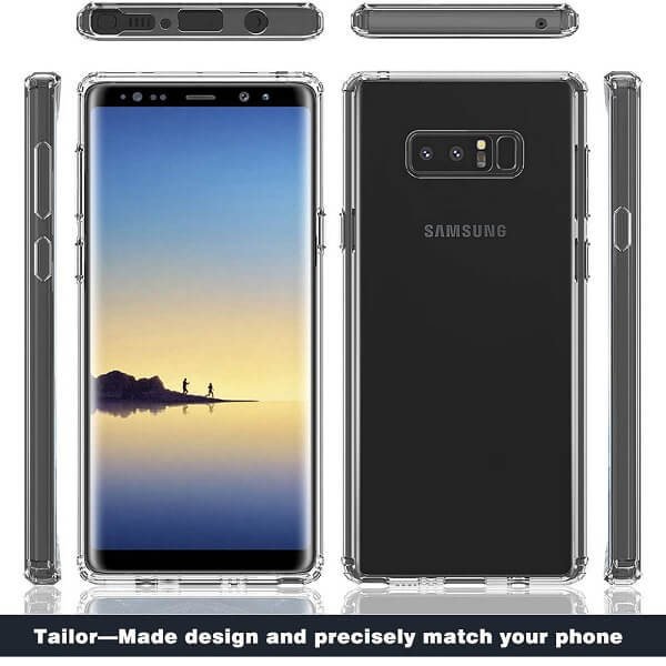 Samsung Galaxy Note8 Hard Clear Case Cover, Wallet Leather Flip Case, Heavy Duty Cover, Screen Protector, Charging Cable & Adapter