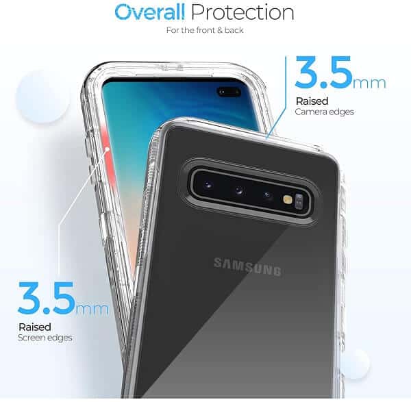 Samsung Galaxy S10 Plus Case Clear Drop Resistant Defender Tough Bumper Heavy Duty Shockproof Back Cover
