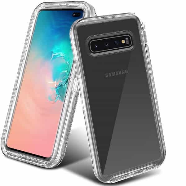 Samsung Galaxy S10 Plus Case Clear Drop Resistant Defender Tough Bumper Heavy Duty Shockproof Back Cover