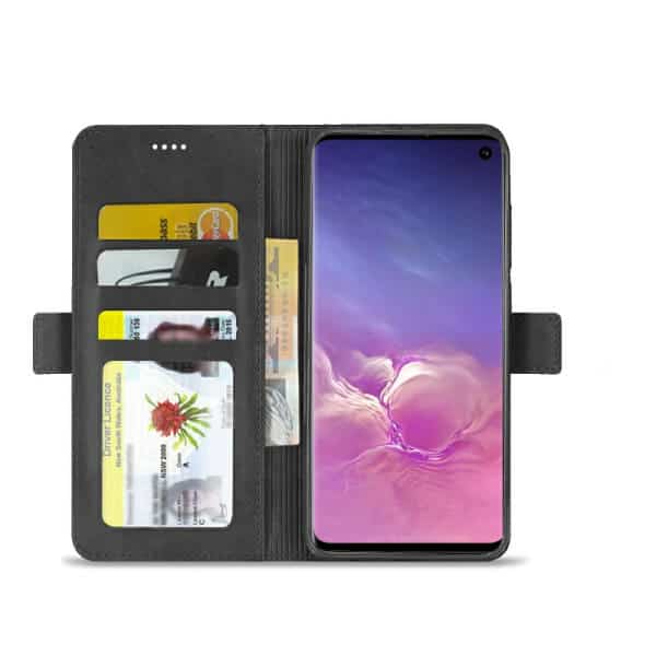Samsung Galaxy S10 Genuine SupRShield Wallet Leather Flip Stand Magnetic Case Cover (Black)