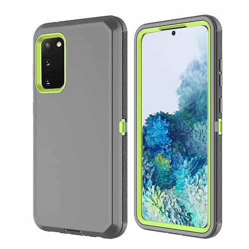 Samsung Galaxy S20 Case Drop Resistant Defender Tradies Heavy Duty Rugged Shockproof Tough Cover (GreyGreen)