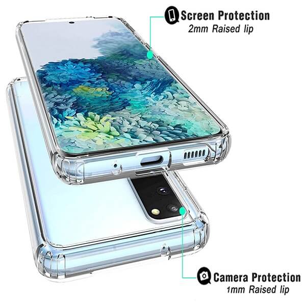 Samsung Galaxy S20 Clear Case Slim With 4 Corners [Shock Absorption] Hard Back Soft Bumper Cover