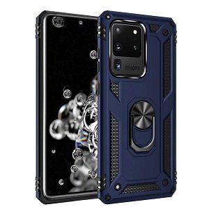 Samsung Galaxy S20 Ultra Anti Scratch Rugged Magnetic Car Mount Ring Shockproof Heavy Duty Cover (Navy Blue)