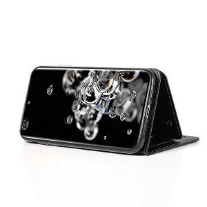 Samsung Galaxy S20 Ultra SupRShield Wallet Leather Card Holder Flip Protective Shockproof Case Cover (Black Style 2)