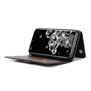 Samsung Galaxy S20 Ultra SupRShield Wallet Leather Card Holder Flip Protective Shockproof Case Cover (Black Style 2)