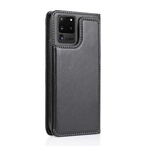 Samsung Galaxy S20 Ultra SupRShield Wallet Leather Card Holder Flip Protective Shockproof Case Cover (Black Style 2)