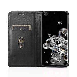 Samsung Galaxy S20 Ultra SupRShield Wallet Leather Card Holder Flip Protective Shockproof Case Cover (Black Style 2)