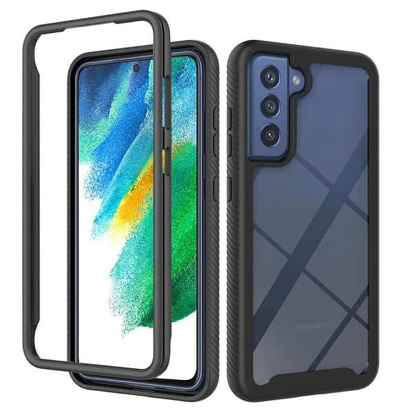 Samsung Galaxy S21 | S21 FE | S21 Ultra Military Grade Shockproof Clear Heavy Duty Case Bumper Drop Protection Tough Cover (Black)