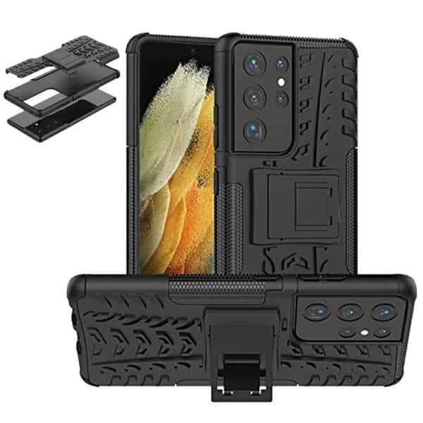 Samsung Galaxy S21 Ultra 5G Heavy Duty Case Shockproof Rugged Protective Cover (Black)