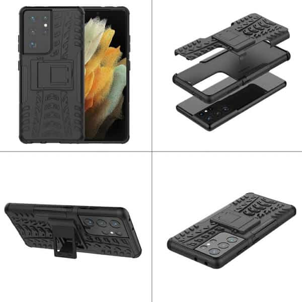 Samsung Galaxy S21 Ultra 5G Heavy Duty Case Shockproof Rugged Protective Cover (Black)