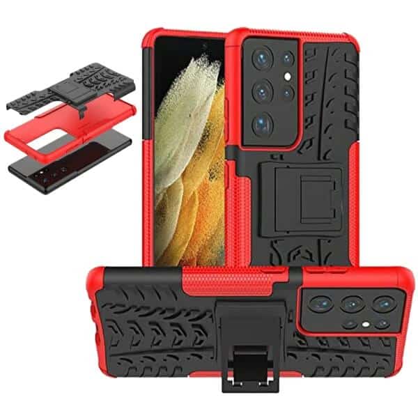 Samsung Galaxy S21 Ultra 5G Heavy Duty Case Shockproof Rugged Protective Cover (Red)