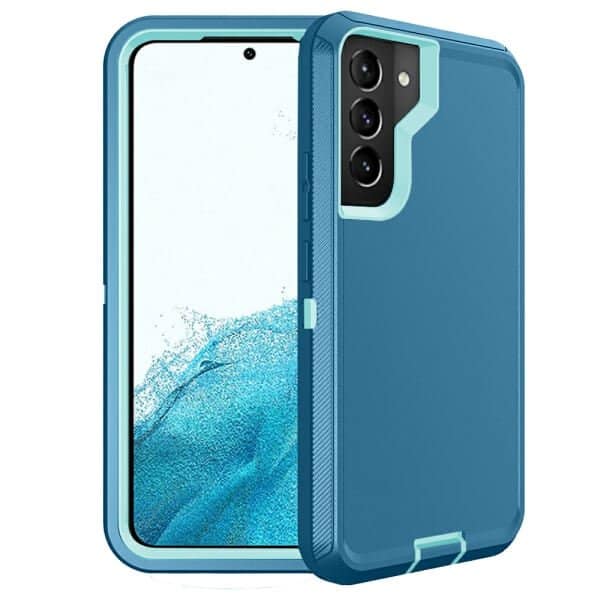 Samsung Galaxy S22 Case Drop Resistant Defender Tradies Heavy Duty Rugged Shockproof Tough Cover (Teal)