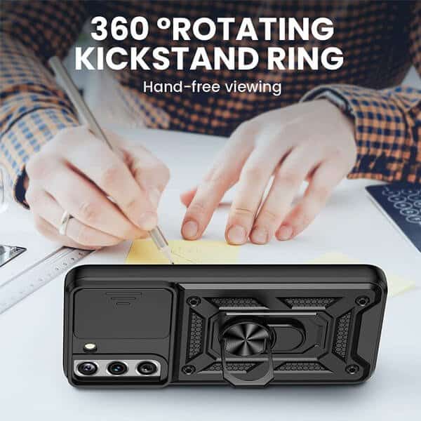 Samsung Galaxy S22 Magnetic Ring Rugged Shockproof Case Heavy Duty Protective Back Cover (Black)