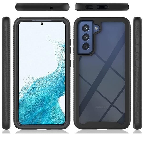 Samsung Galaxy S22 Military Grade Full Body Shockproof Clear Heavy Duty Case Bumper Drop Protection Tough Cover (Black)
