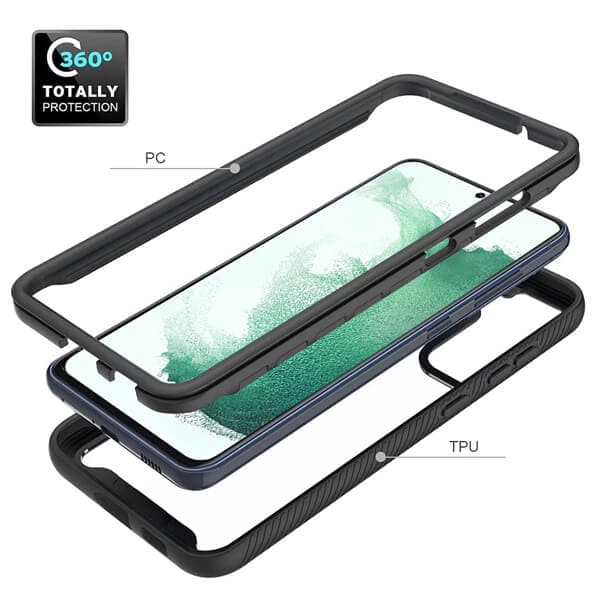 Samsung Galaxy S22+ S22 Plus Military Grade Full Body Shockproof Clear Heavy Duty Case Bumper Drop Protection Tough Cover (Black)