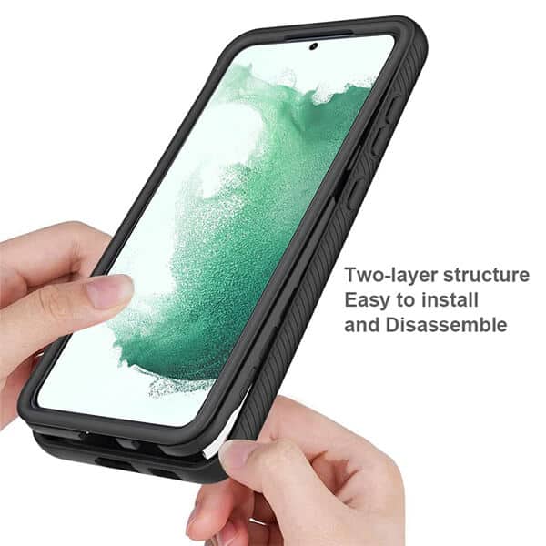 Samsung Galaxy S22+ S22 Plus Military Grade Full Body Shockproof Clear Heavy Duty Case Bumper Drop Protection Tough Cover (Black)