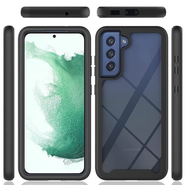 Samsung Galaxy S22+ S22 Plus Military Grade Full Body Shockproof Clear Heavy Duty Case Bumper Drop Protection Tough Cover (Black)