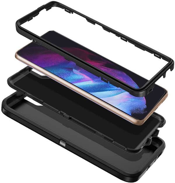 Samsung Galaxy S23 Case Drop Resistant Defender Tradies Heavy Duty Rugged Shockproof Tough Cover (Black)