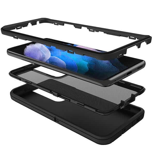 Samsung Galaxy S23 Ultra Case Drop Resistant Defender Tradies Heavy Duty Rugged Shockproof Tough Cover (Black)