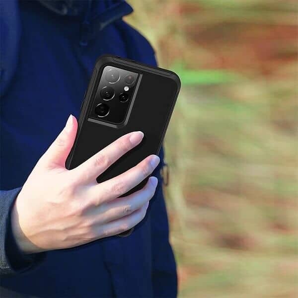 Samsung Galaxy S23 Ultra Case Drop Resistant Defender Tradies Heavy Duty Rugged Shockproof Tough Cover (Black)