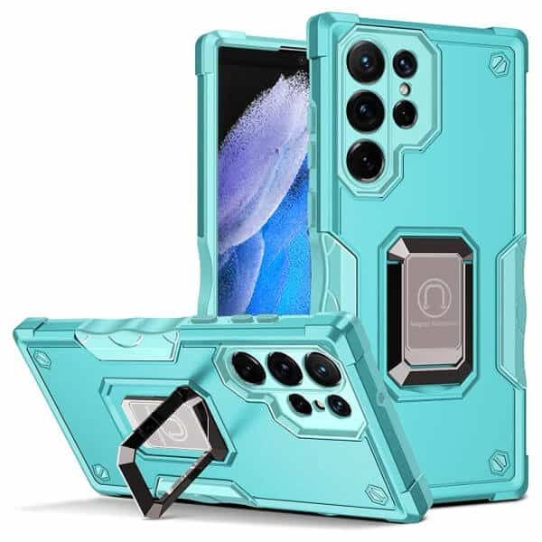 Samsung Galaxy S23 Ultra Magnetic Ring Rugged Shockproof Case Heavy Duty Protective Back Cover (Aqua)