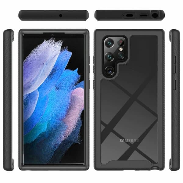 Samsung Galaxy S23 Ultra Military Grade Full Body Shockproof Clear Heavy Duty Case Bumper Drop Protection Tough Cover (Black)