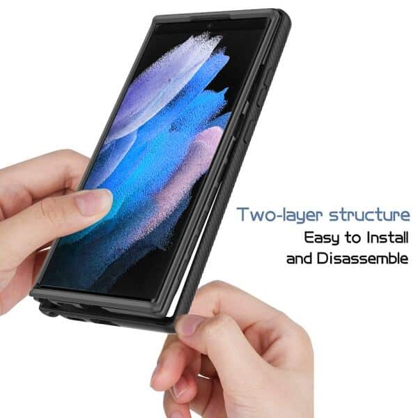 Samsung Galaxy S23 Ultra Military Grade Full Body Shockproof Clear Heavy Duty Case Bumper Drop Protection Tough Cover (Black)