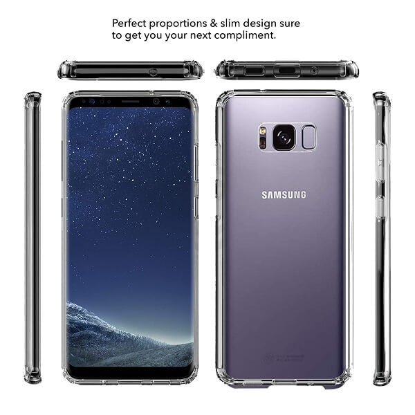 Samsung Galaxy S8 Clear Case Slim With 4 Corners [Shock Absorption] Hard Back Soft Bumper Cover