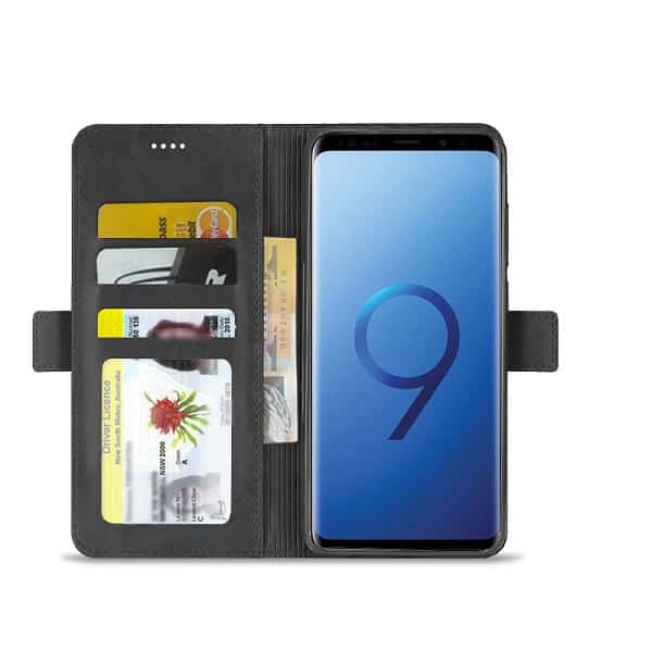 Samsung Galaxy S9 Genuine SupRShield Wallet Leather Flip Stand Magnetic Case Cover (Black)