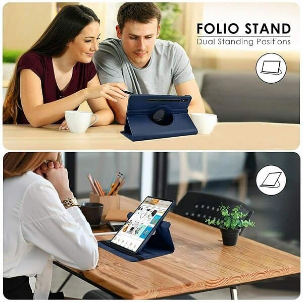 Samsung Galaxy Tab S8 11.0 X700X706 Leather Case 360 Degree Rotate Smart Stand Cover for 2020 SM-T870 T875 Tab (Black)